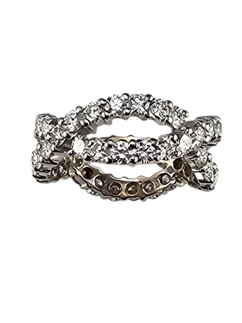 14K White Gold and Diamond Band Ring Size 6.75 #25117